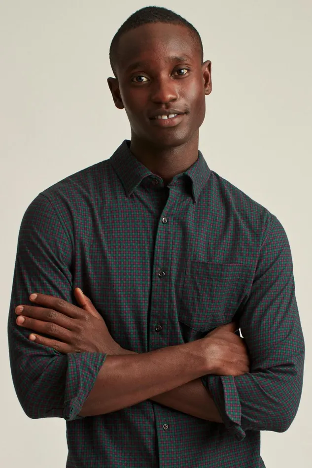 Men Flannels and Shirt Jackets Bonobos Everyday Lightweight Flannel Shirt Caspian Check