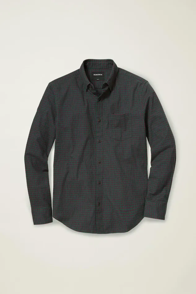 Men Flannels and Shirt Jackets Bonobos Everyday Lightweight Flannel Shirt Caspian Check