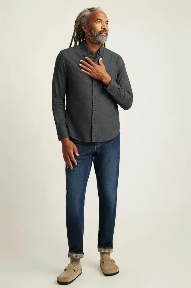 Men Flannels and Shirt Jackets Bonobos Everyday Lightweight Flannel Shirt Charcoal Houndstooth