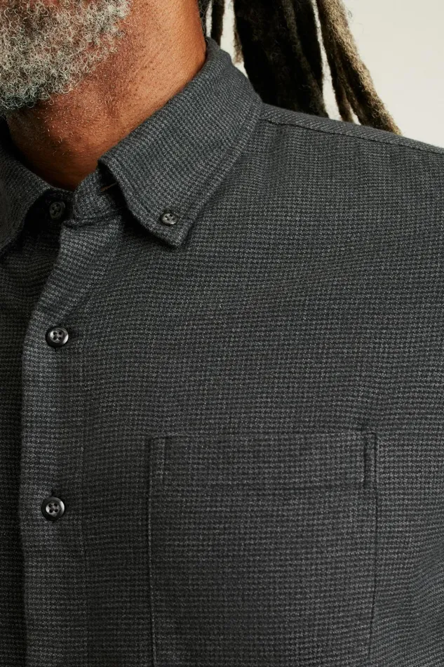 Men Flannels and Shirt Jackets Bonobos Everyday Lightweight Flannel Shirt Charcoal Houndstooth
