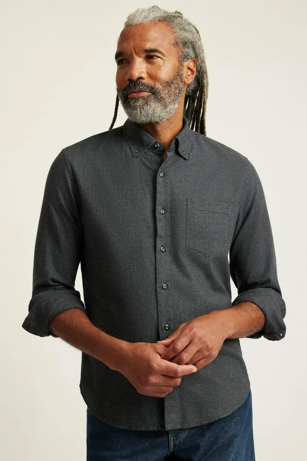 Men Flannels and Shirt Jackets Bonobos Everyday Lightweight Flannel Shirt Charcoal Houndstooth