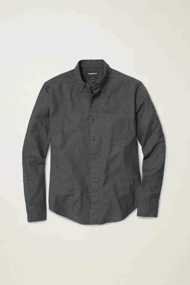 Men Flannels and Shirt Jackets Bonobos Everyday Lightweight Flannel Shirt Charcoal Houndstooth