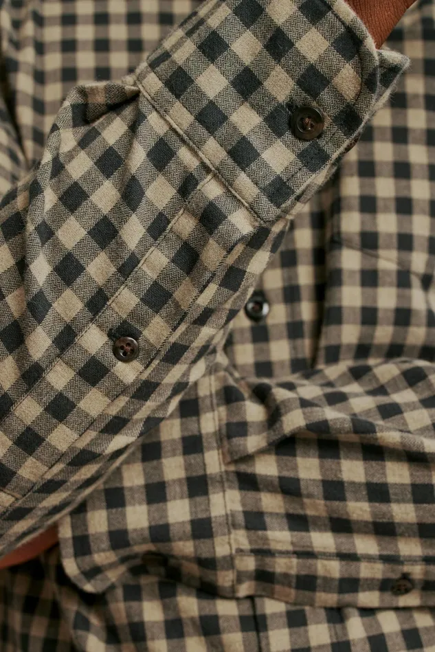 Men Flannels and Shirt Jackets Bonobos Everyday Lightweight Flannel Shirt Charcoal Oatmeal Gingham