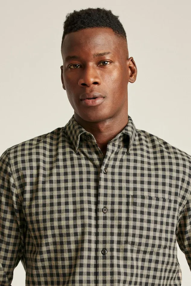 Men Flannels and Shirt Jackets Bonobos Everyday Lightweight Flannel Shirt Charcoal Oatmeal Gingham