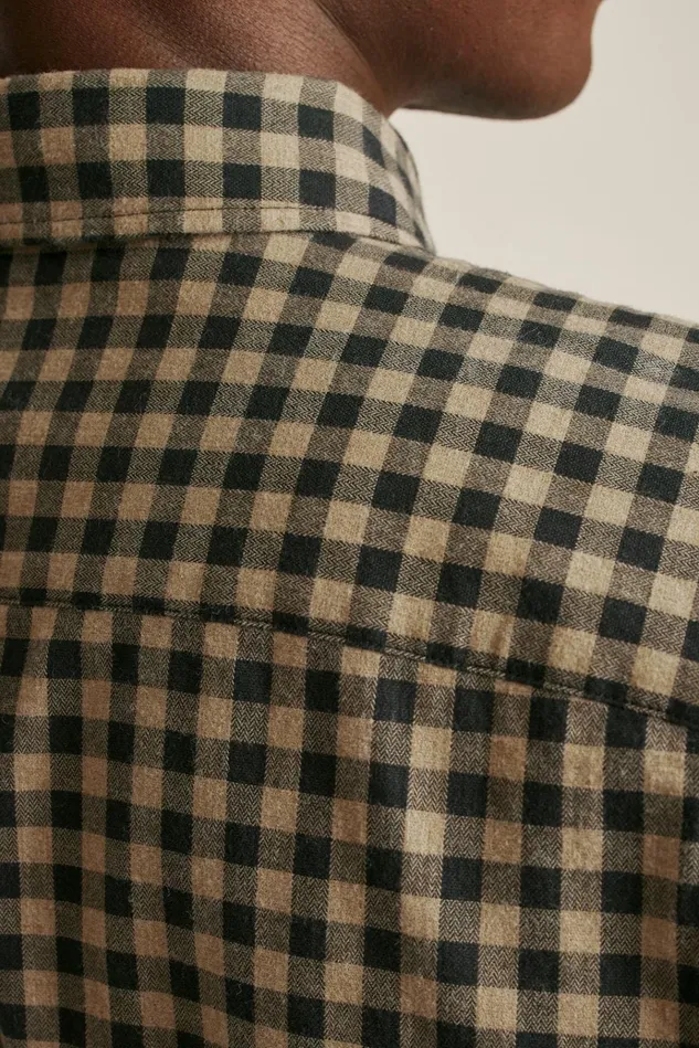 Men Flannels and Shirt Jackets Bonobos Everyday Lightweight Flannel Shirt Charcoal Oatmeal Gingham