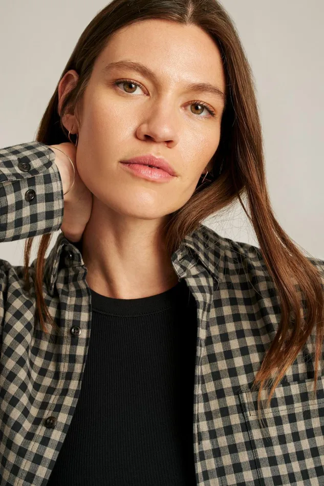 Men Flannels and Shirt Jackets Bonobos Everyday Lightweight Flannel Shirt Charcoal Oatmeal Gingham