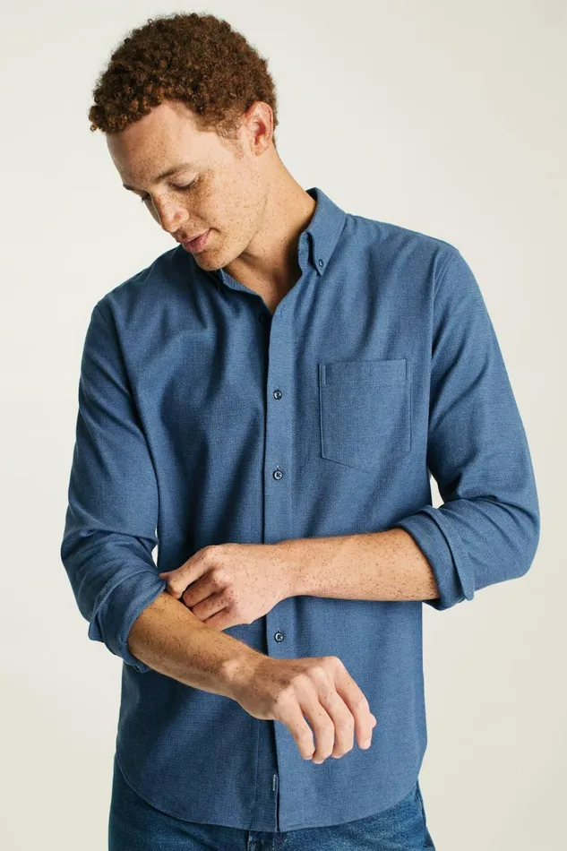 Men Flannels and Shirt Jackets Bonobos Everyday Lightweight Flannel Shirt Dark Navy Houndstooth