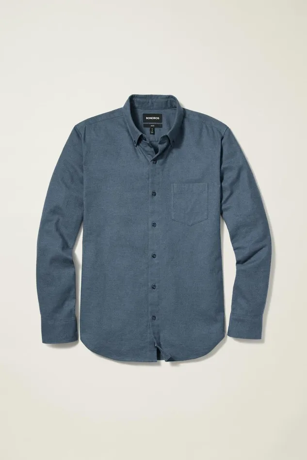 Men Flannels and Shirt Jackets Bonobos Everyday Lightweight Flannel Shirt Dark Navy Houndstooth