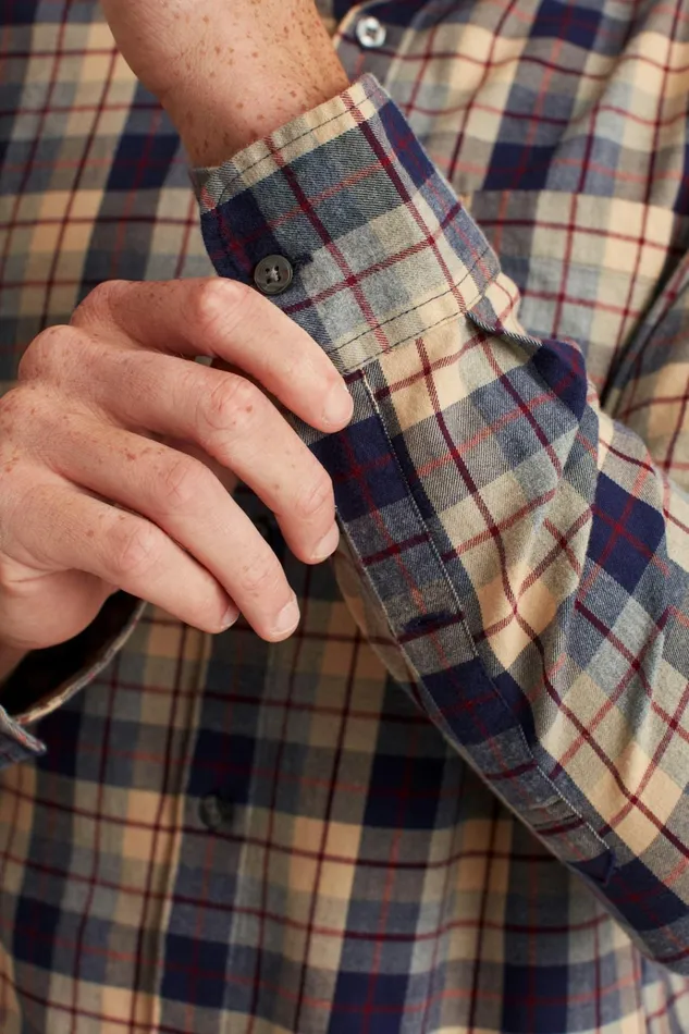 Men Flannels and Shirt Jackets Bonobos Everyday Lightweight Flannel Shirt Gray Navy Plaid