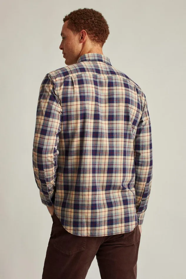 Men Flannels and Shirt Jackets Bonobos Everyday Lightweight Flannel Shirt Gray Navy Plaid