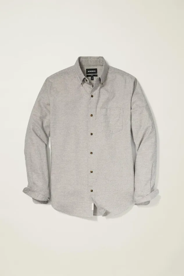 Men Flannels and Shirt Jackets Bonobos Everyday Lightweight Flannel Shirt Grey Dobby Houndstooth