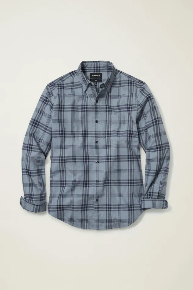 Men Flannels and Shirt Jackets Bonobos Everyday Lightweight Flannel Shirt Hall Plaid