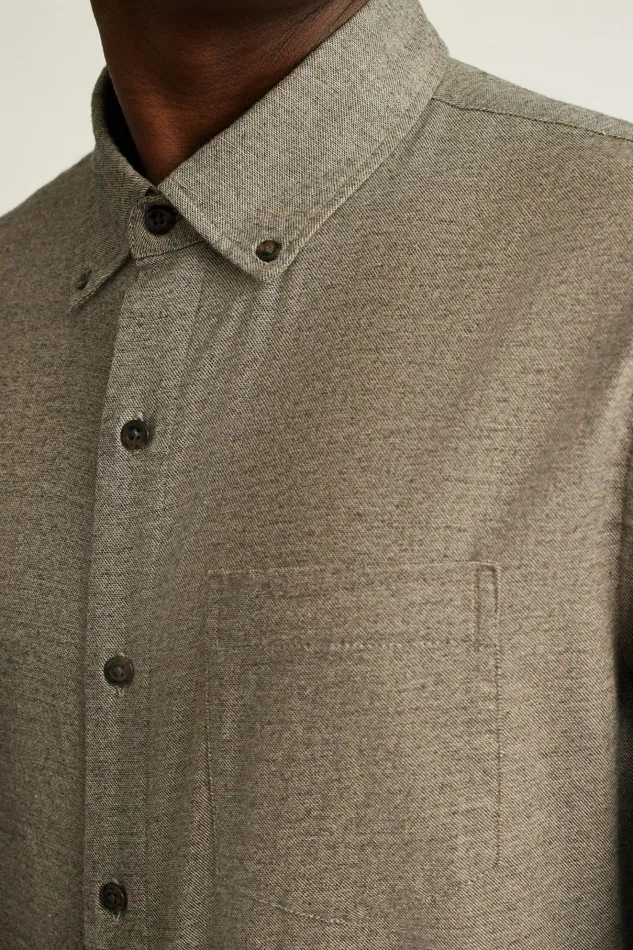 Men Flannels and Shirt Jackets Bonobos Everyday Lightweight Flannel Shirt Khaki Twill Dobby