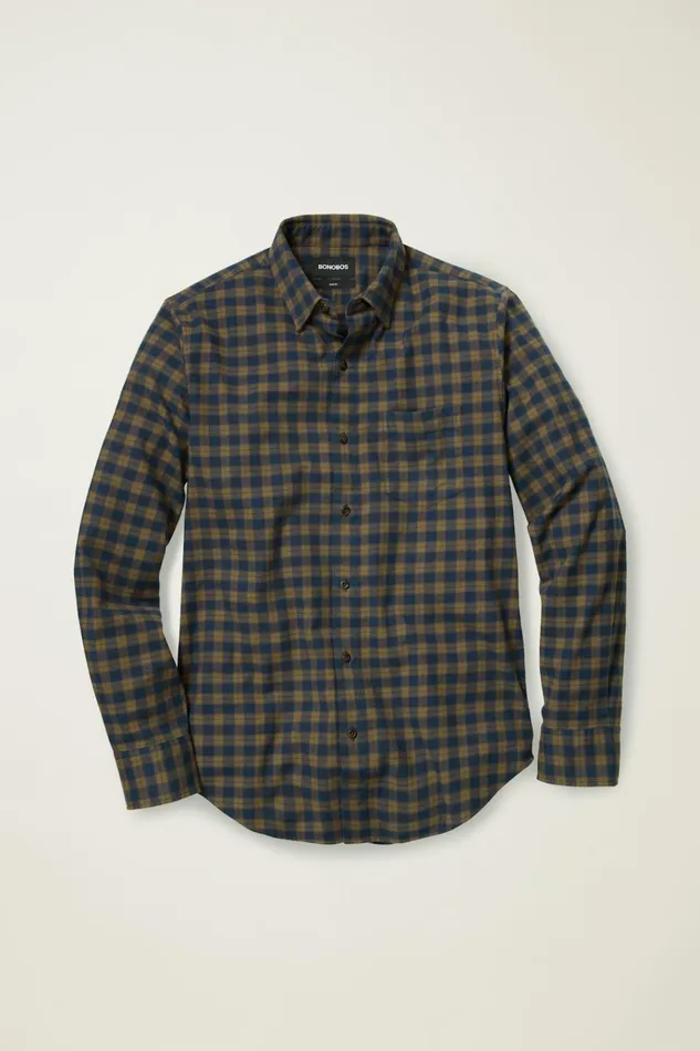 Men Flannels and Shirt Jackets Bonobos Everyday Lightweight Flannel Shirt Languishing Plaid