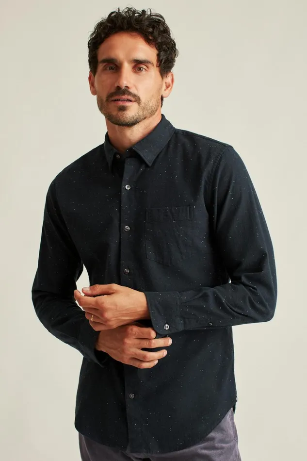 Men Flannels and Shirt Jackets Bonobos Everyday Lightweight Flannel Shirt Navy Donegal