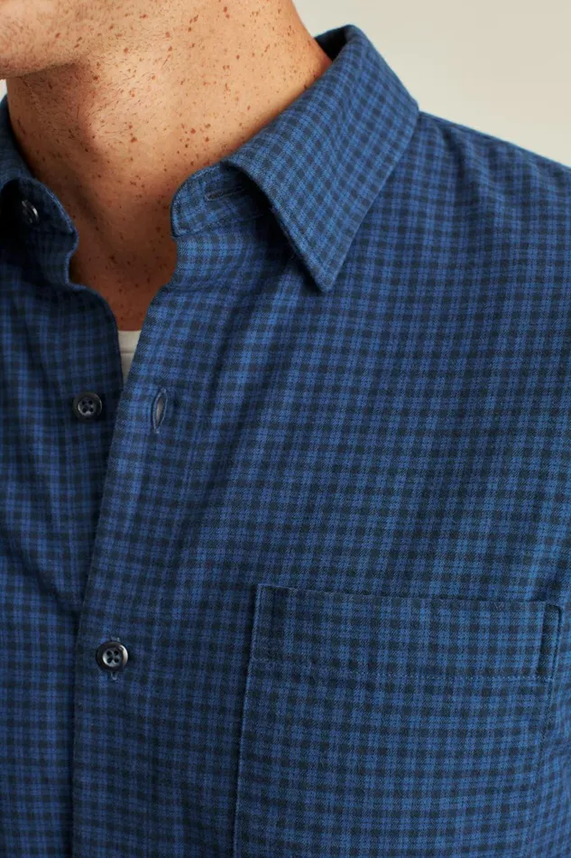 Men Flannels and Shirt Jackets Bonobos Everyday Lightweight Flannel Shirt Navy Gregor Check