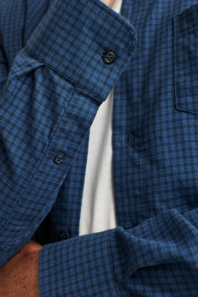 Men Flannels and Shirt Jackets Bonobos Everyday Lightweight Flannel Shirt Navy Gregor Check