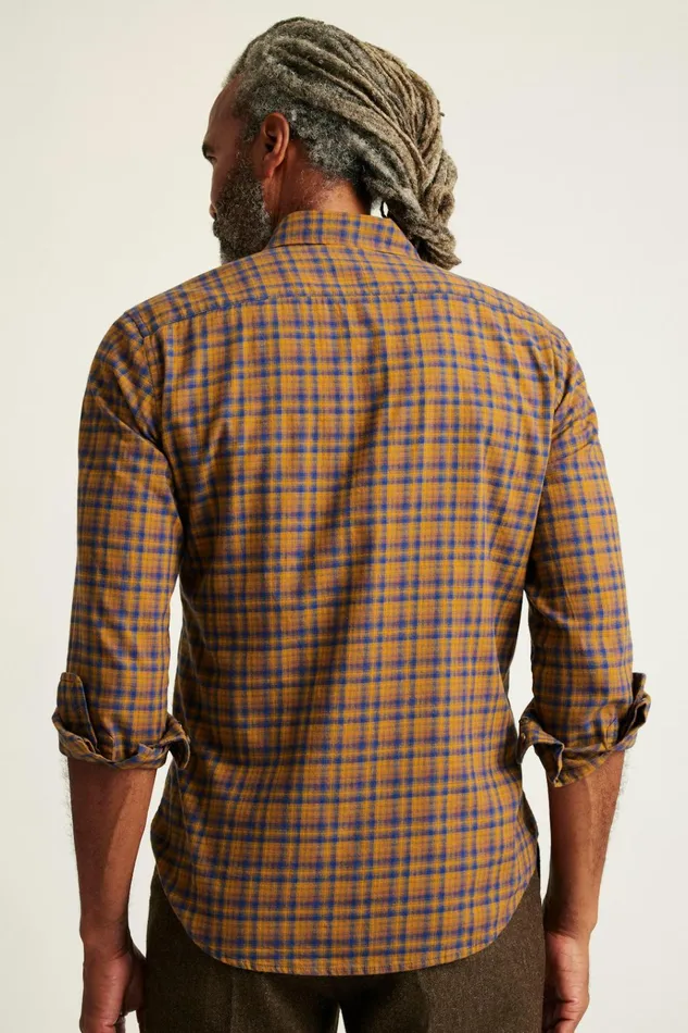 Men Flannels and Shirt Jackets Bonobos Everyday Lightweight Flannel Shirt Navy Rust Plaid