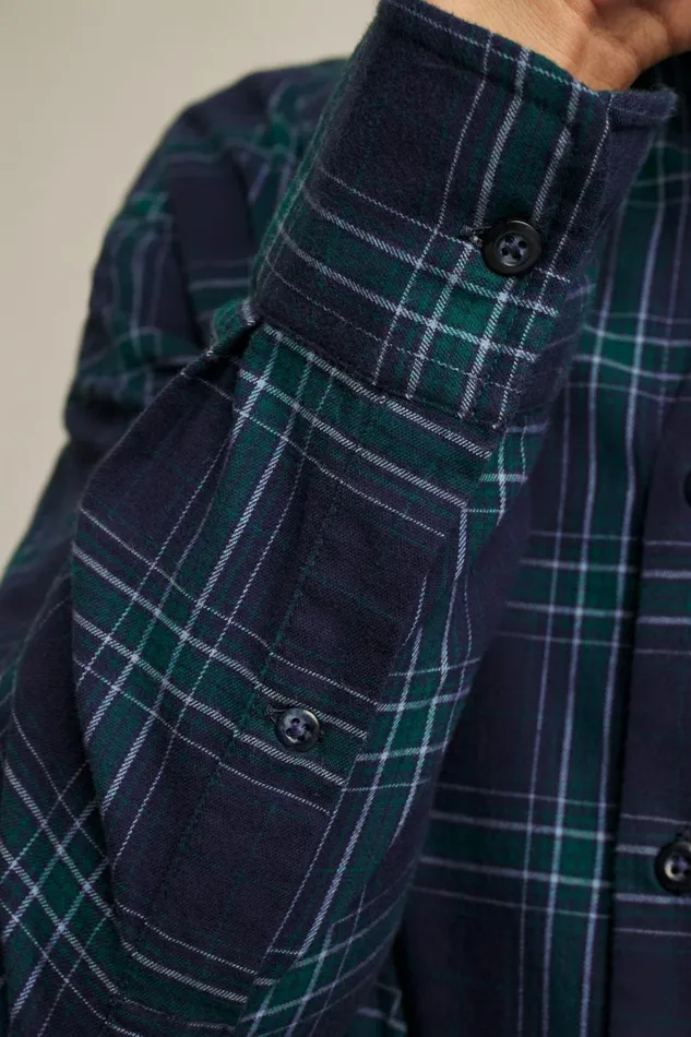 Men Flannels and Shirt Jackets Bonobos Everyday Lightweight Flannel Shirt Navy Tadley Plaid