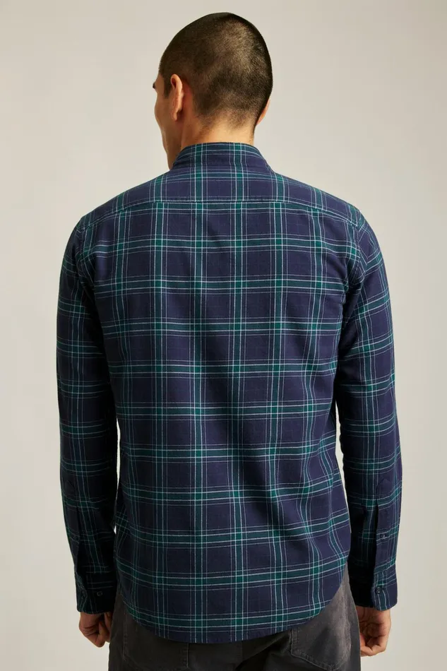 Men Flannels and Shirt Jackets Bonobos Everyday Lightweight Flannel Shirt Navy Tadley Plaid