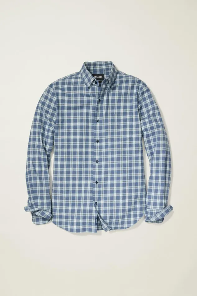 Men Flannels and Shirt Jackets Bonobos Everyday Lightweight Flannel Shirt Nomad Plaid