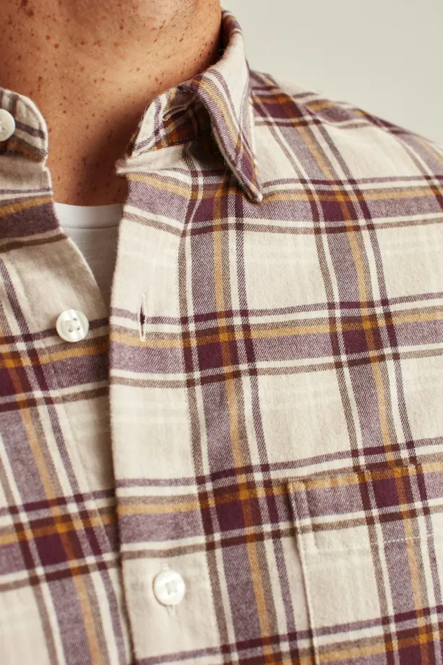 Men Flannels and Shirt Jackets Bonobos Everyday Lightweight Flannel Shirt Oat Milk Plaid