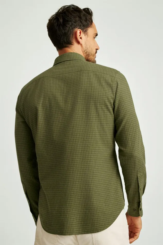 Men Flannels and Shirt Jackets Bonobos Everyday Lightweight Flannel Shirt Olive Forest Check