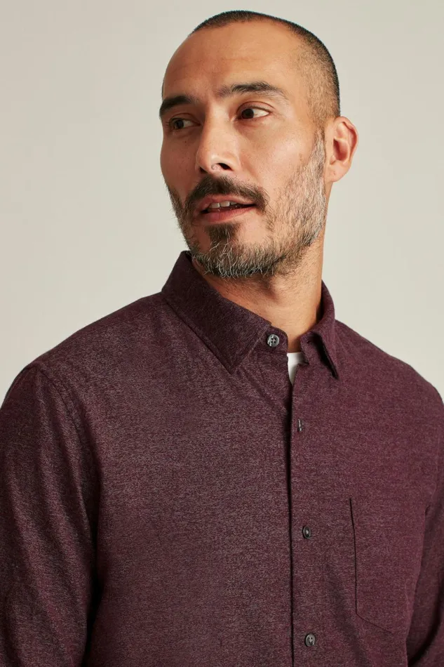 Men Flannels and Shirt Jackets Bonobos Everyday Lightweight Flannel Shirt Wild Plum Jaspe