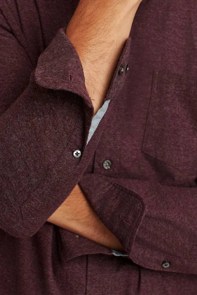 Men Flannels and Shirt Jackets Bonobos Everyday Lightweight Flannel Shirt Wild Plum Jaspe