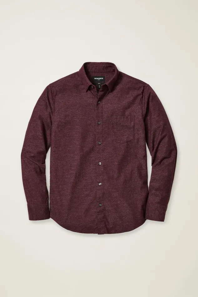 Men Flannels and Shirt Jackets Bonobos Everyday Lightweight Flannel Shirt Wild Plum Jaspe