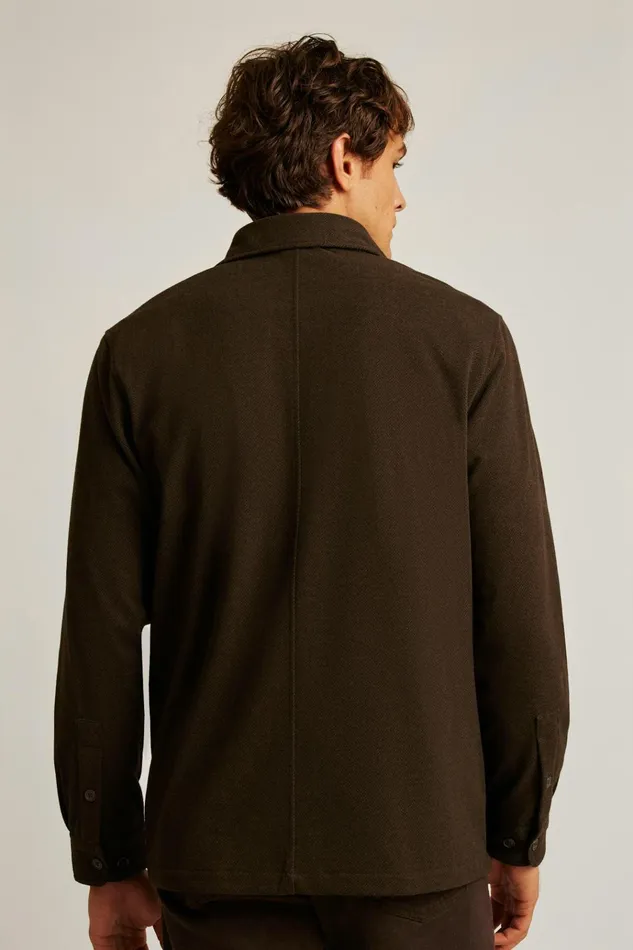 Men Flannels and Shirt Jackets Bonobos Fireside Flannel Overshirt Chocolate Herringbone