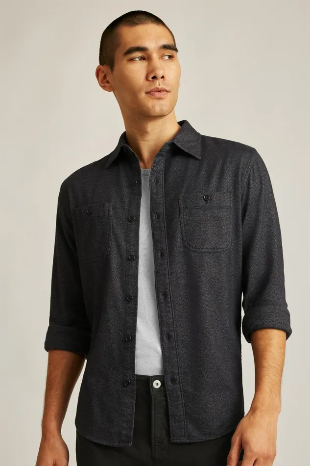 Men Flannels and Shirt Jackets Bonobos Fireside Flannel Shirt Charcoal Jaspe Texture