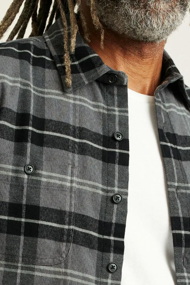 Men Flannels and Shirt Jackets Bonobos Fireside Flannel Shirt Grey Billings Plaid