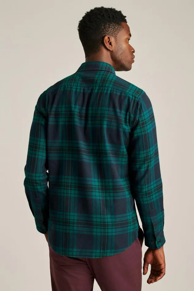 Men Flannels and Shirt Jackets Bonobos Fireside Flannel Shirt Navy Night Plaid