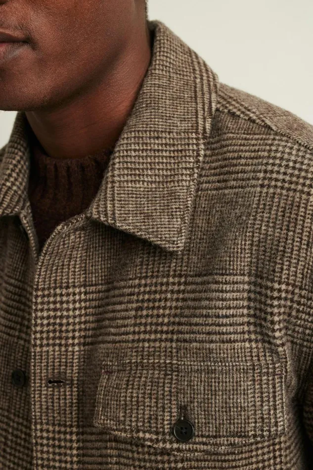 Men Flannels and Shirt Jackets Bonobos Japanese Wool Jacket Caramel Glen Check