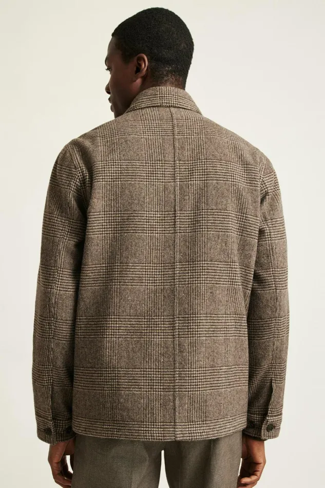 Men Flannels and Shirt Jackets Bonobos Japanese Wool Jacket Caramel Glen Check