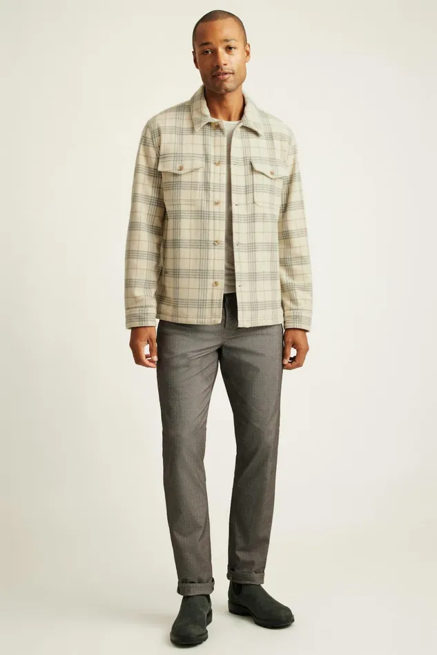 Men Flannels and Shirt Jackets Bonobos Japanese Wool Jacket Ivory Grey Plaid