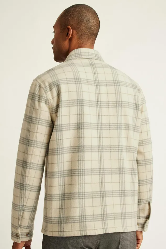 Men Flannels and Shirt Jackets Bonobos Japanese Wool Jacket Ivory Grey Plaid