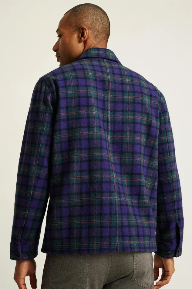 Men Flannels and Shirt Jackets Bonobos Japanese Wool Jacket Purple Cedar Plaid