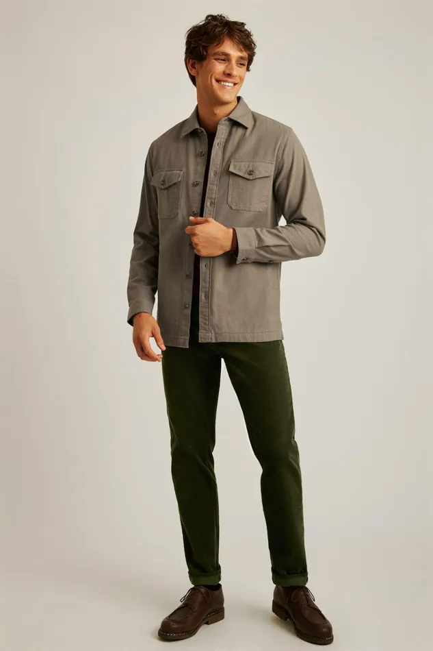 Men Flannels and Shirt Jackets Bonobos Moleskin Overshirt Mushroom Brown