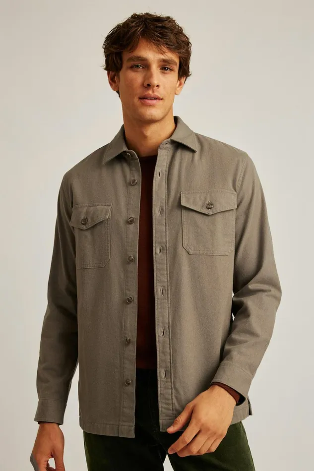 Men Flannels and Shirt Jackets Bonobos Moleskin Overshirt Mushroom Brown