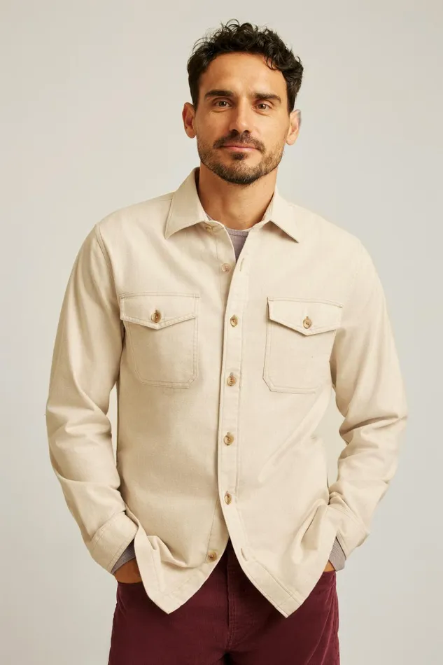 Men Flannels and Shirt Jackets Bonobos Moleskin Overshirt Sandstone