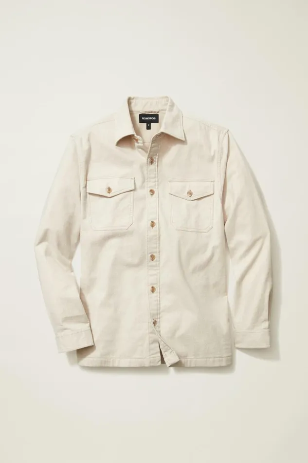 Men Flannels and Shirt Jackets Bonobos Moleskin Overshirt Sandstone