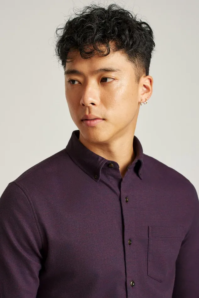 Men Flannels and Shirt Jackets Bonobos Performance Flannel Shirt Berry Houndstooth