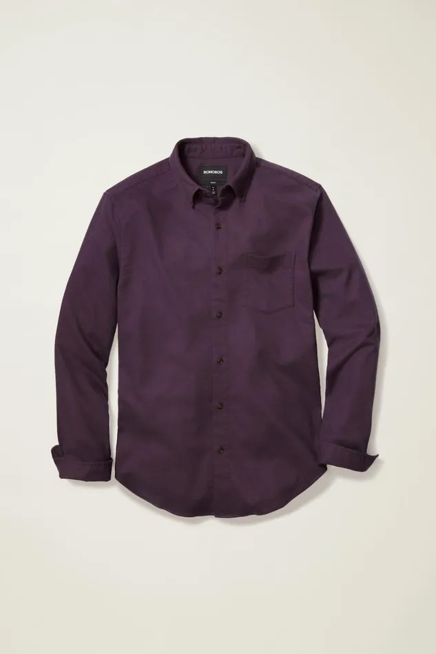 Men Flannels and Shirt Jackets Bonobos Performance Flannel Shirt Berry Houndstooth