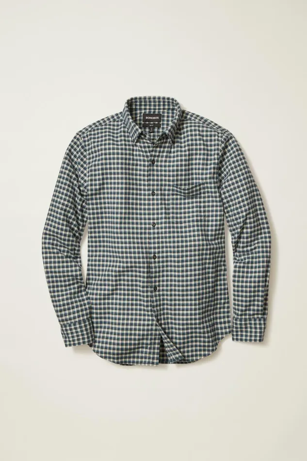 Men Flannels and Shirt Jackets Bonobos Performance Flannel Shirt Woodsen Plaid