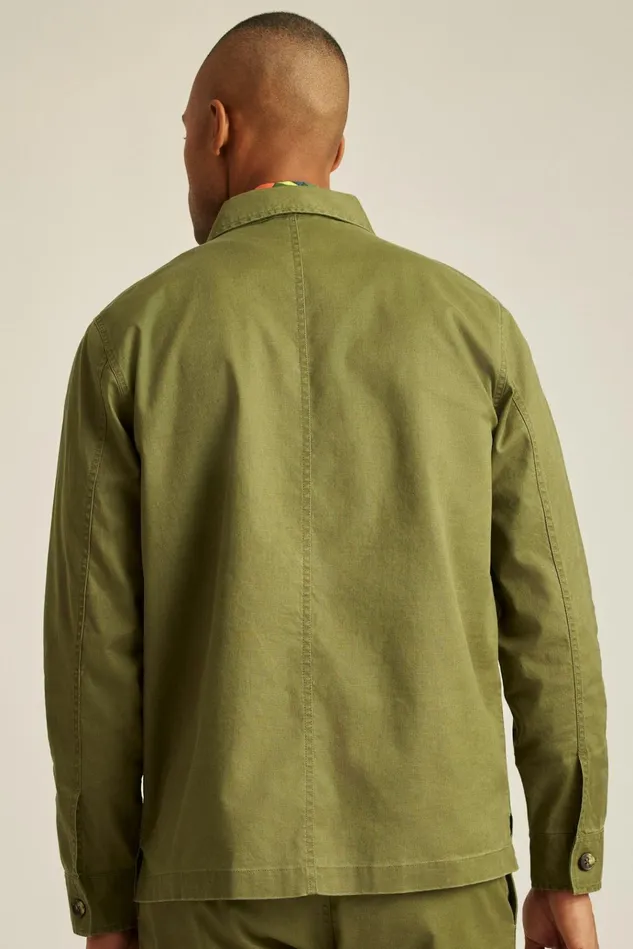 Men Flannels and Shirt Jackets Bonobos Stretch Broken In Overshirt Olive Green