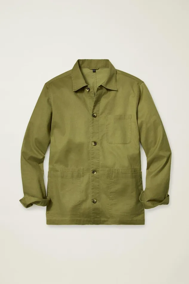 Men Flannels and Shirt Jackets Bonobos Stretch Broken In Overshirt Olive Green