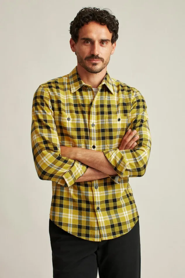 Men Flannels and Shirt Jackets Bonobos Stretch Flannel Shirt Big Sky Plaid