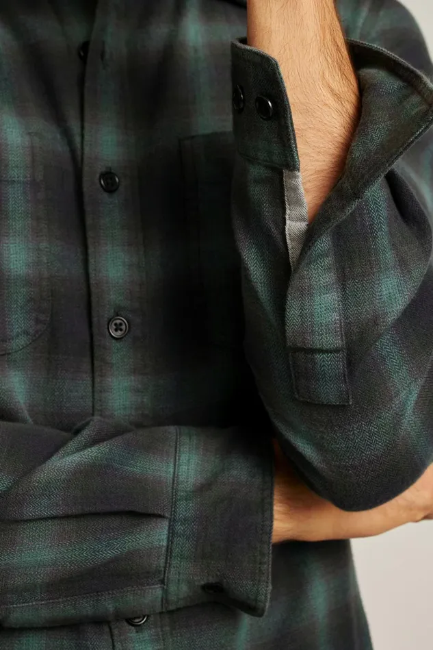 Men Flannels and Shirt Jackets Bonobos Stretch Flannel Shirt Green Black Plaid